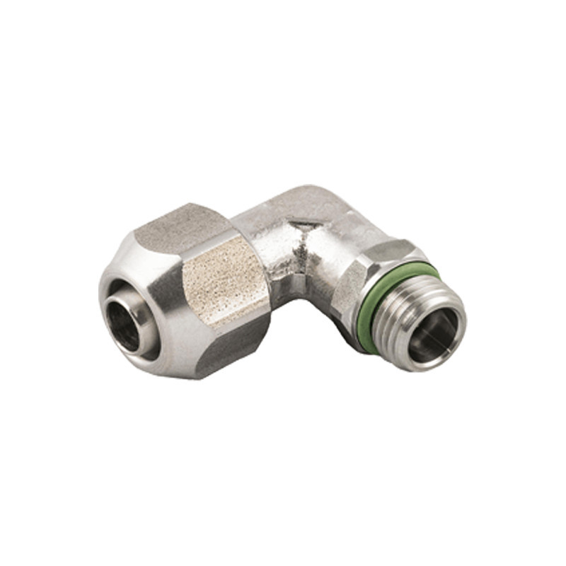 RACOR INOX CODO ORIENTABLE MACHO CILINDRICO CON TORICA 10 X 1/4 RAPIDO