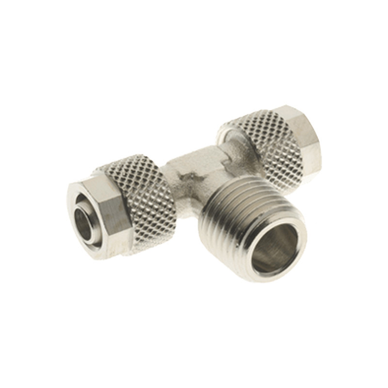 RACOR NEUMATICO TE MACHO CENTRAL CONICO TUBO 8/6 1/4 MM SERIE 1000 AIGNEP