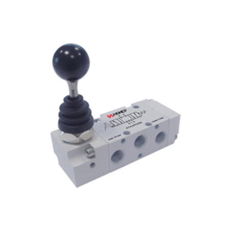 VALVULA PALANCA 90º AIGNEP 5/3 VIAS 1/4  MONOESTABLE RETORNO POR MUELLE CENTROS CERRADOS