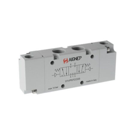 VALVULA ELECTRONEUMATICA AIGNEP 3/2 VIAS 1/8  MONO NC 24DC