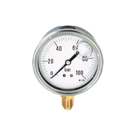MANOMETRO RADIAL GLICERINA 1/4 0-16 BAR CAJA INOX AIGNEP