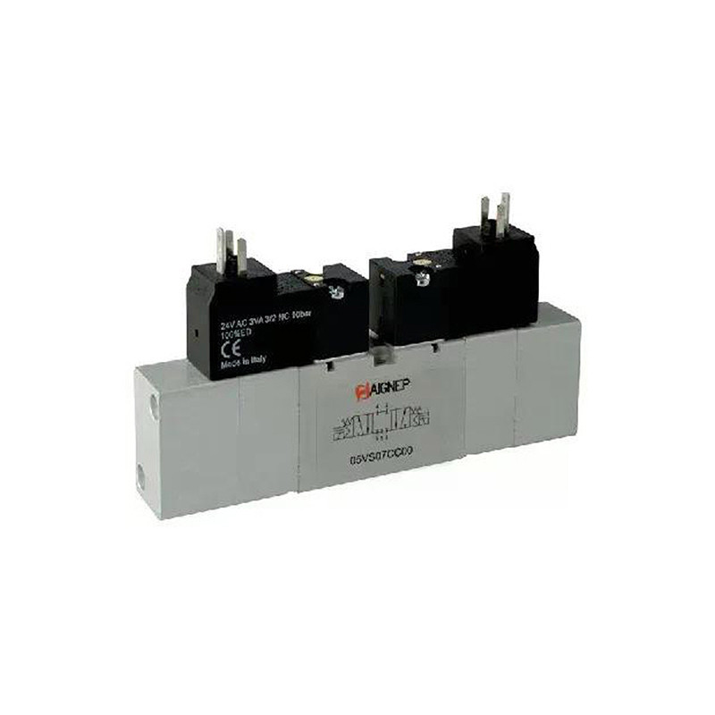 VALVULA VDMA AIGNEP MONOESTABLE 5/2 VIAS 24V 50/60HZ C/RETORNO POR MUELLE ACC.ELETRONEUMATICO