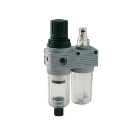 FILTRO REGULADOR MINI + LUBRICADOR AIGNEP FR+L0 1/4 0-12BAR 20MICRON SEMIAUTOMATICA